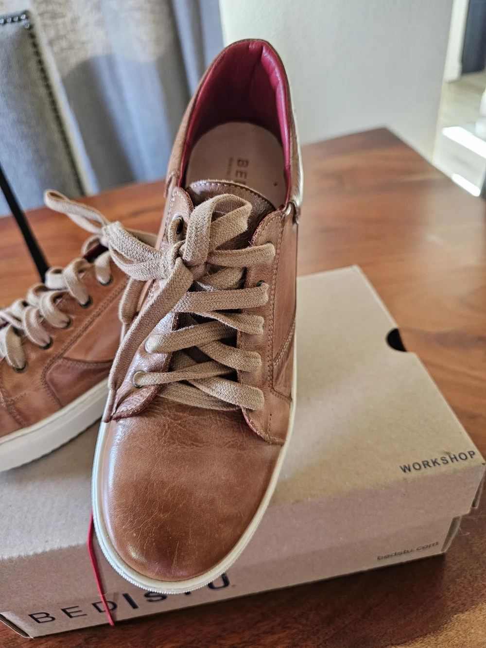 Bed Stu Women’s Brown Leather Sneakers with Red Lining